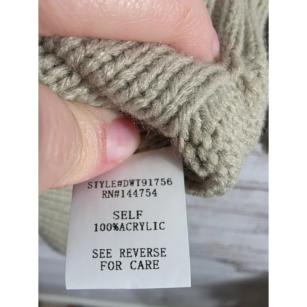Davi & Dani Beige Cable Knit Turtleneck Sweater Women's Large